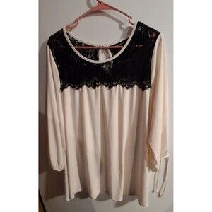 Liz Claiborne Cream 3/4 Sleeve Blouse Sz 2X